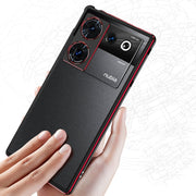 For ZTE nubia Z50 Ultra LK Aurora Metal Frame Phone Case with Lens Cover(Black Silver)