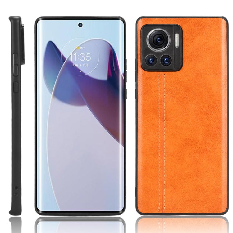 For Motorola Edge 30 Ultra / Moto X30 Pro Sewing Cow Pattern Skin PC + PU + TPU Phone Case(Orange) - Motorola Cases by PMC TechLife | Online Shopping South Africa | PMC TechLife