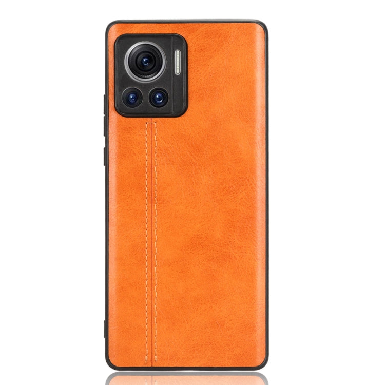 For Motorola Edge 30 Ultra / Moto X30 Pro Sewing Cow Pattern Skin PC + PU + TPU Phone Case(Orange) - Motorola Cases by PMC TechLife | Online Shopping South Africa | PMC TechLife