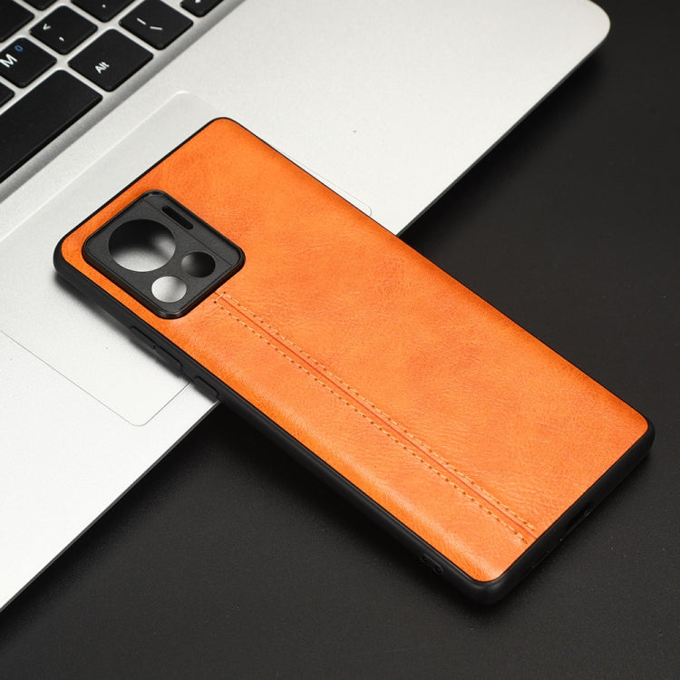 For Motorola Edge 30 Ultra / Moto X30 Pro Sewing Cow Pattern Skin PC + PU + TPU Phone Case(Orange) - Motorola Cases by PMC TechLife | Online Shopping South Africa | PMC TechLife