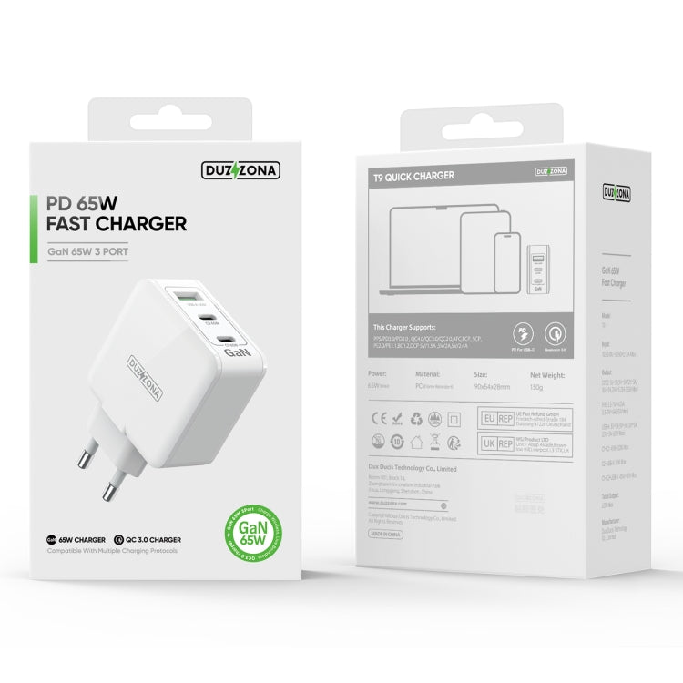 DUZZONA T9 65W Dual USB-C / Type-C+USB GaN Fast Charger, Specification:EU Plug - free shipping - PMC Jewellery - Order now!
