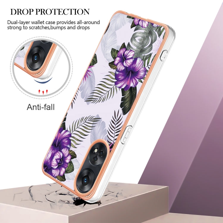 For OPPO Reno8 T 4G Electroplating IMD TPU Phone Case(Purple Flower) - OPPO Cases by PMC TechLife | Online Shopping South Africa | PMC TechLife | Buy Now Pay Later Mobicred