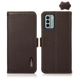 For Nokia G22 4G KHAZNEH Side-Magnetic Litchi Genuine Leather RFID Phone Case(Brown) - Nokia Cases by PMC TechLife | Online Shopping South Africa | PMC TechLife | Buy Now Pay Later Mobicred