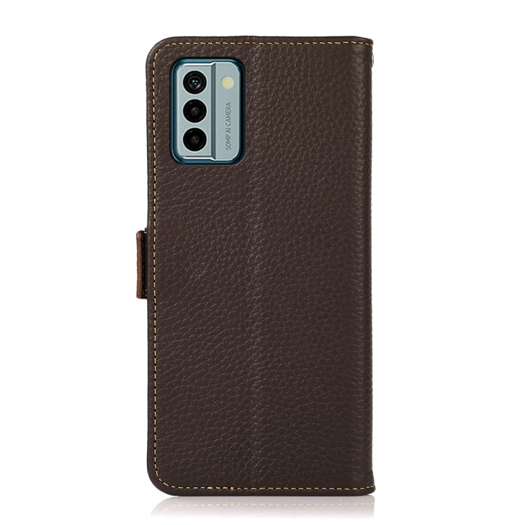 For Nokia G22 4G KHAZNEH Side-Magnetic Litchi Genuine Leather RFID Phone Case(Brown) - Nokia Cases by PMC TechLife | Online Shopping South Africa | PMC TechLife | Buy Now Pay Later Mobicred