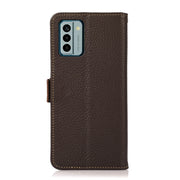 For Nokia G22 4G KHAZNEH Side-Magnetic Litchi Genuine Leather RFID Phone Case(Brown)
