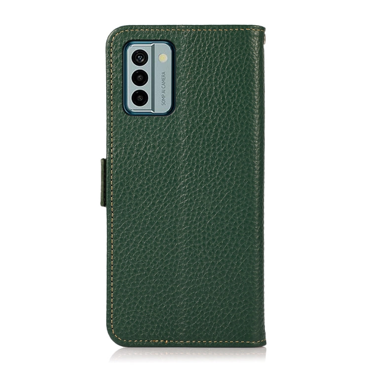For Nokia G22 4G KHAZNEH Side-Magnetic Litchi Genuine Leather RFID Phone Case(Green) - Nokia Cases by PMC TechLife | Online Shopping South Africa | PMC TechLife | Buy Now Pay Later Mobicred
