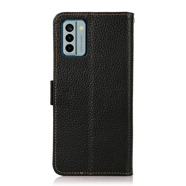 For Nokia G22 4G KHAZNEH Side-Magnetic Litchi Genuine Leather RFID Phone Case(Black) - Nokia Cases by PMC TechLife | Online Shopping South Africa | PMC TechLife | Buy Now Pay Later Mobicred