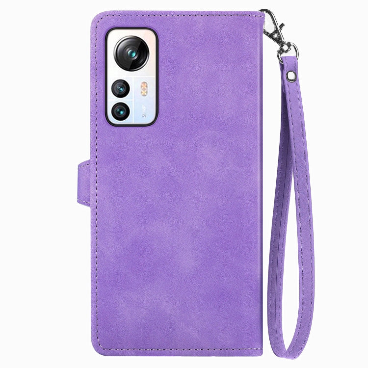 For Blackview A85 Embossed Flower Zipper Leather Phone Case(Purple) - More Brand by PMC TechLife | Online Shopping South Africa | PMC TechLife | Buy Now Pay Later Mobicred