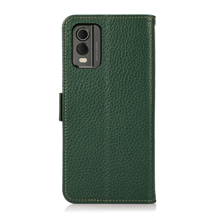 For Nokia C32 KHAZNEH Side-Magnetic Litchi Genuine Leather RFID Phone Case(Green) - Nokia Cases by PMC TechLife | Online Shopping South Africa | PMC TechLife | Buy Now Pay Later Mobicred