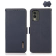 For Nokia C32 KHAZNEH Side-Magnetic Litchi Genuine Leather RFID Phone Case(Blue) - Nokia Cases by PMC TechLife | Online Shopping South Africa | PMC TechLife | Buy Now Pay Later Mobicred