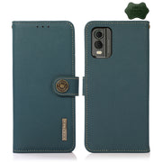For Nokia C32 KHAZNEH Custer Genuine Leather RFID Phone Case(Green)