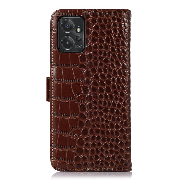 For Motorola Moto G Power 2023 Crocodile Top Layer Cowhide Leather Phone Case(Brown) - Motorola Cases by PMC TechLife | Online Shopping South Africa | PMC TechLife | Buy Now Pay Later Mobicred