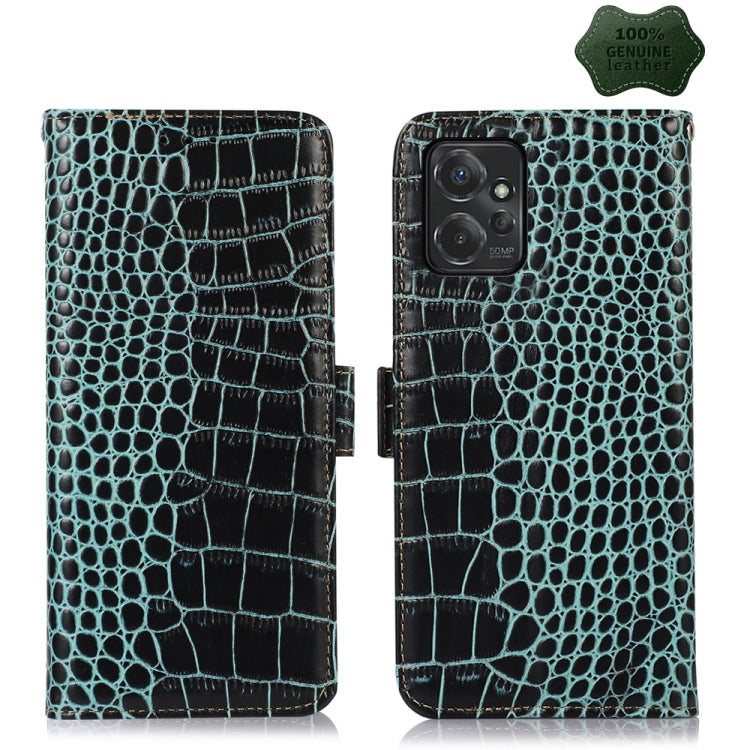 For Motorola Moto G Power 2023 Crocodile Top Layer Cowhide Leather Phone Case(Green) - Motorola Cases by PMC TechLife | Online Shopping South Africa | PMC TechLife | Buy Now Pay Later Mobicred
