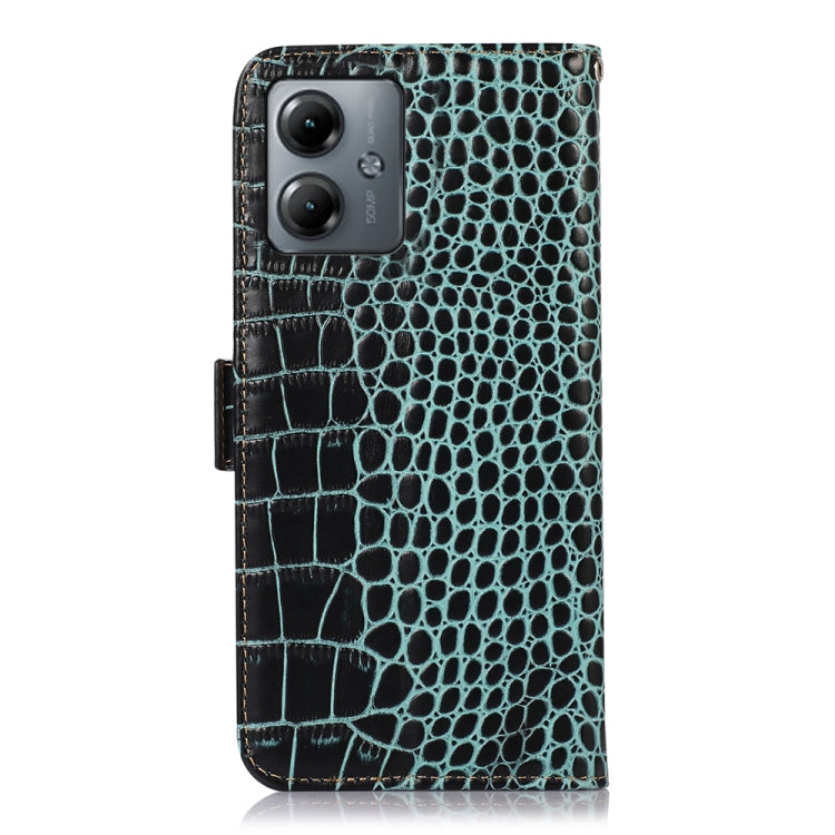 For Motorola Moto G14 4G Crocodile Top Layer Cowhide Leather Phone Case(Green) - Motorola Cases by PMC TechLife | Online Shopping South Africa | PMC TechLife | Buy Now Pay Later Mobicred