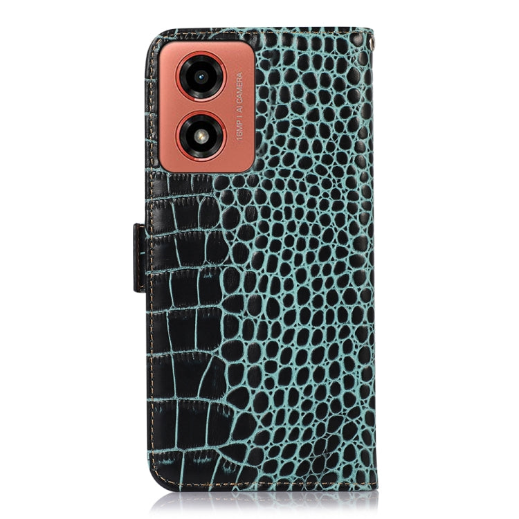 For Motorola Moto G04 / G24 Crocodile Top Layer Cowhide Leather Phone Case(Green) - Motorola Cases by PMC TechLife | Online Shopping South Africa | PMC TechLife | Buy Now Pay Later Mobicred