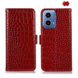 For Motorola Moto G34 Crocodile Top Layer Cowhide Leather Phone Case(Red) - Motorola Cases by PMC TechLife | Online Shopping South Africa | PMC TechLife | Buy Now Pay Later Mobicred