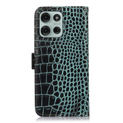 For Motorola Moto G75 5G Crocodile Top Layer Cowhide Leather Phone Case(Green)