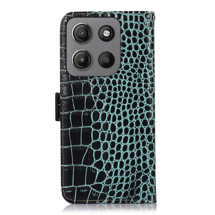 For Motorola Moto G15 4G / G05 Crocodile Top Layer Cowhide Leather Phone Case(Green)