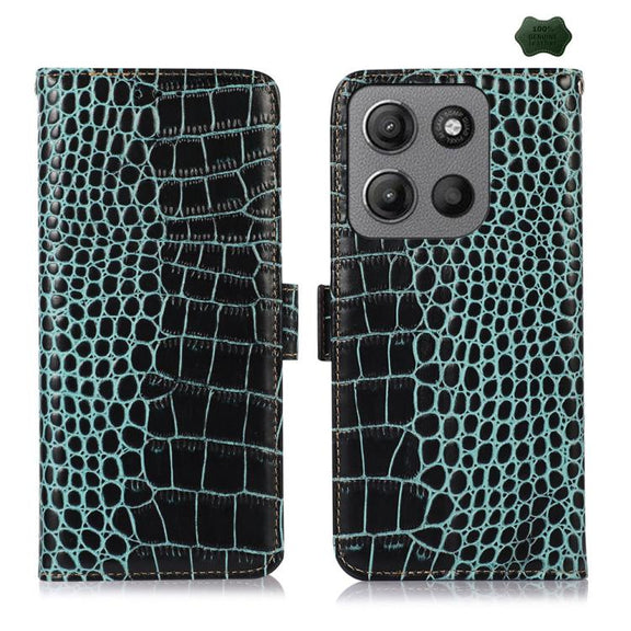 For Motorola Moto G15 4G / G05 Crocodile Top Layer Cowhide Leather Phone Case(Green)