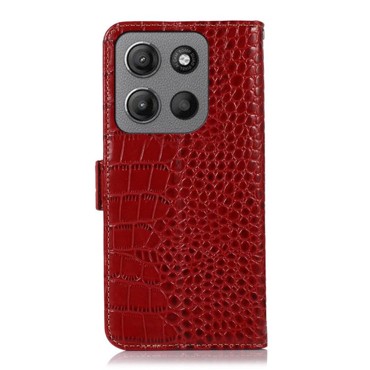 For Motorola Moto G15 4G / G05 Crocodile Top Layer Cowhide Leather Phone Case(Red) - Motorola Cases by PMC TechLife | Online Shopping South Africa | PMC TechLife | Buy Now Pay Later Mobicred