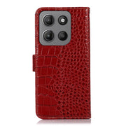 For Motorola Moto G15 4G / G05 Crocodile Top Layer Cowhide Leather Phone Case(Red)