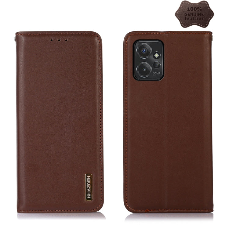 For Motorola Moto G Power 2023 KHAZNEH Nappa Top Layer Cowhide Leather Phone Case(Brown) - Motorola Cases by PMC TechLife | Online Shopping South Africa | PMC TechLife | Buy Now Pay Later Mobicred