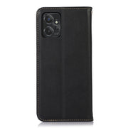 For Motorola Moto G Power 2023 KHAZNEH Nappa Top Layer Cowhide Leather Phone Case(Black)