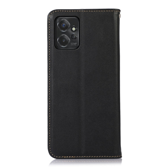 For Motorola Moto G Power 2023 KHAZNEH Nappa Top Layer Cowhide Leather Phone Case(Black)