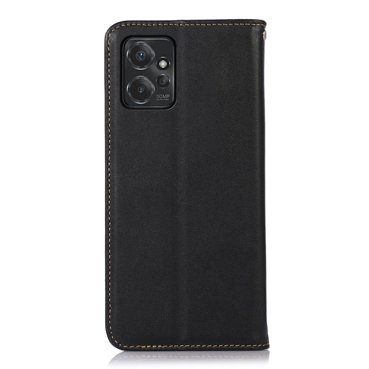 For Motorola Moto G Power 2023 KHAZNEH Nappa Top Layer Cowhide Leather Phone Case(Black)