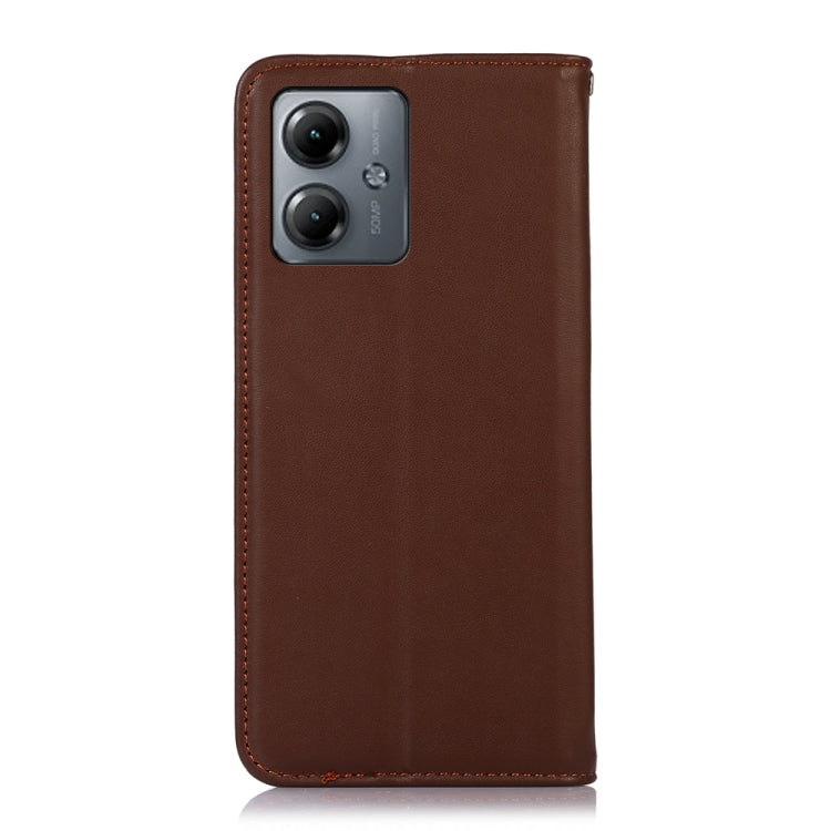 For Motorola Moto G14 4G KHAZNEH Nappa Top Layer Cowhide Leather Phone Case(Brown)