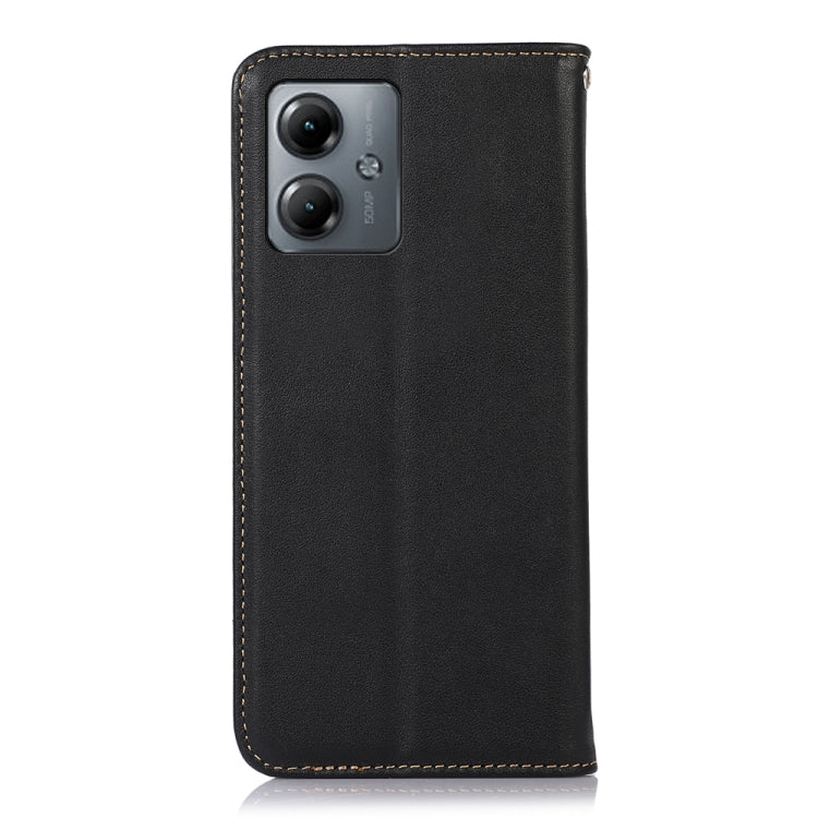 For Motorola Moto G14 4G KHAZNEH Nappa Top Layer Cowhide Leather Phone Case(Black)
