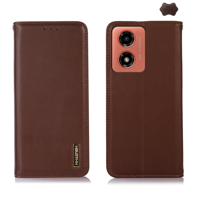 For Motorola Moto G04 / G24 KHAZNEH Nappa Top Layer Cowhide Leather Phone Case(Brown) - Motorola Cases by PMC TechLife | Online Shopping South Africa | PMC TechLife | Buy Now Pay Later Mobicred