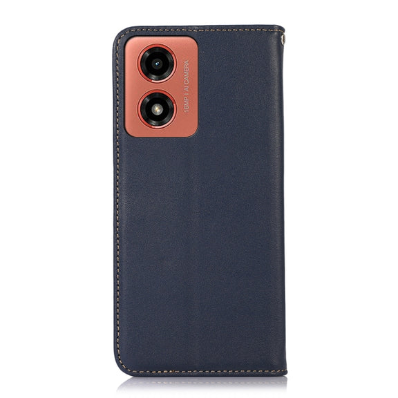 For Motorola Moto G04 / G24 KHAZNEH Nappa Top Layer Cowhide Leather Phone Case(Blue)
