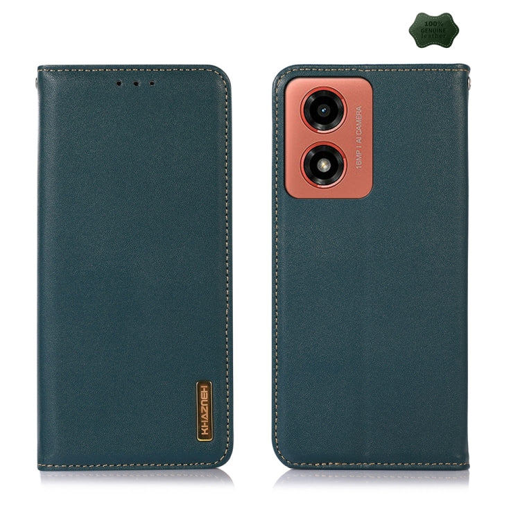 For Motorola Moto G04 / G24 KHAZNEH Nappa Top Layer Cowhide Leather Phone Case(Green) - Motorola Cases by PMC TechLife | Online Shopping South Africa | PMC TechLife | Buy Now Pay Later Mobicred