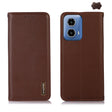 For Motorola Moto G34 KHAZNEH Nappa Top Layer Cowhide Leather Phone Case(Brown) - Motorola Cases by PMC TechLife | Online Shopping South Africa | PMC TechLife | Buy Now Pay Later Mobicred