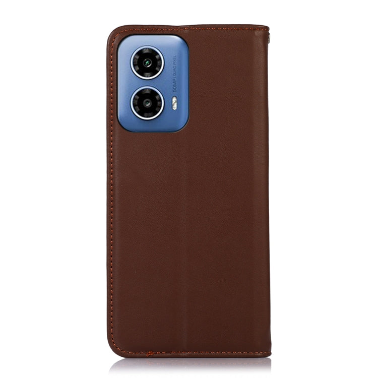 For Motorola Moto G34 KHAZNEH Nappa Top Layer Cowhide Leather Phone Case(Brown) - Motorola Cases by PMC TechLife | Online Shopping South Africa | PMC TechLife | Buy Now Pay Later Mobicred