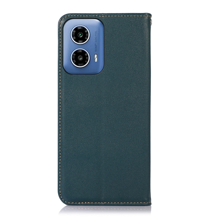 For Motorola Moto G34 KHAZNEH Nappa Top Layer Cowhide Leather Phone Case(Green)