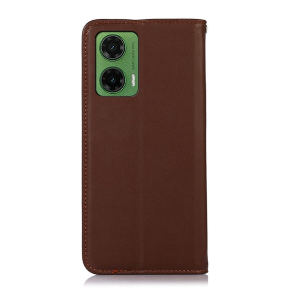 For Motorola Moto G35 KHAZNEH Nappa Top Layer Cowhide Leather Phone Case(Brown)
