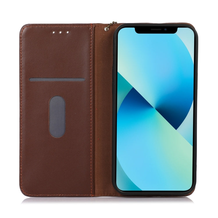 For Motorola Moto G35 KHAZNEH Nappa Top Layer Cowhide Leather Phone Case(Brown) - Motorola Cases by PMC TechLife | Online Shopping South Africa | PMC TechLife | Buy Now Pay Later Mobicred