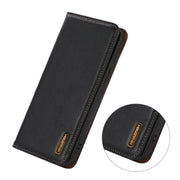 For Motorola Moto G35 KHAZNEH Nappa Top Layer Cowhide Leather Phone Case(Black)