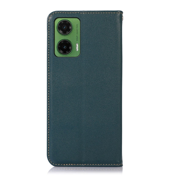 For Motorola Moto G35 KHAZNEH Nappa Top Layer Cowhide Leather Phone Case(Green)