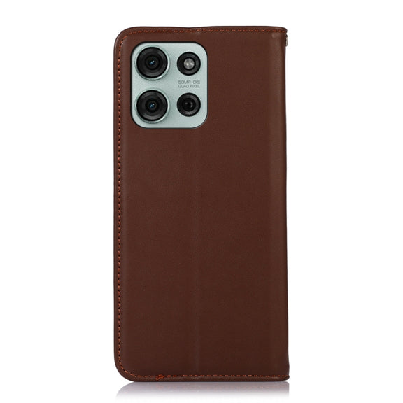 For Motorola Moto G75 5G KHAZNEH Nappa Top Layer Cowhide Leather Phone Case(Brown)