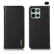 For Motorola Moto G75 5G KHAZNEH Nappa Top Layer Cowhide Leather Phone Case(Black)