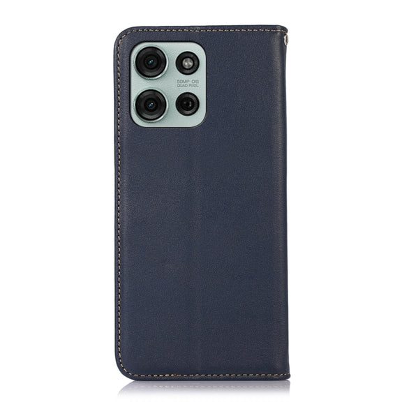 For Motorola Moto G75 5G KHAZNEH Nappa Top Layer Cowhide Leather Phone Case(Blue)