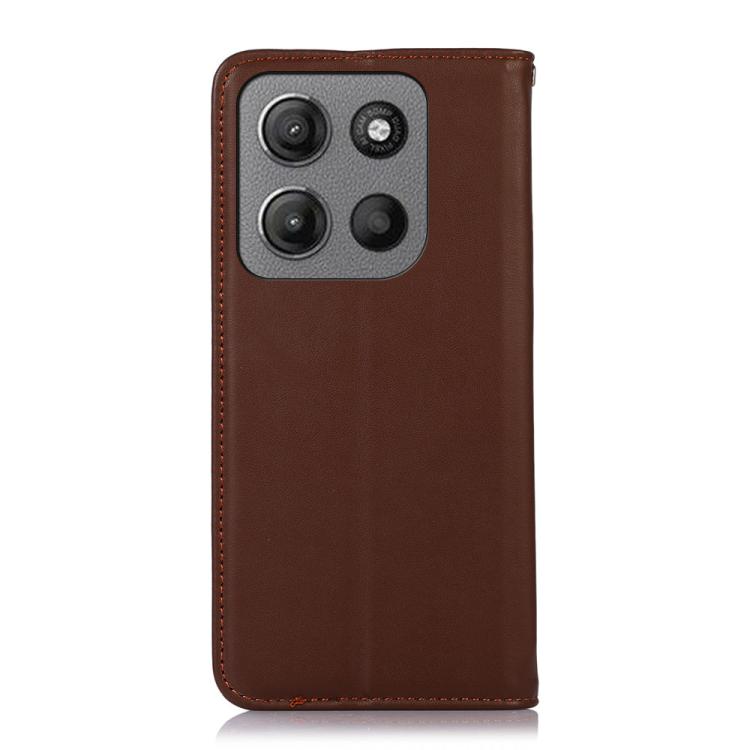 For Motorola Moto G15 4G / G05 KHAZNEH Nappa Top Layer Cowhide Leather Phone Case(Brown)