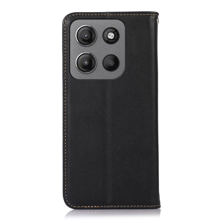 For Motorola Moto G15 4G / G05 KHAZNEH Nappa Top Layer Cowhide Leather Phone Case(Black) - Motorola Cases by PMC TechLife | Online Shopping South Africa | PMC TechLife | Buy Now Pay Later Mobicred