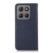 For Motorola Moto G15 4G / G05 KHAZNEH Nappa Top Layer Cowhide Leather Phone Case(Blue)