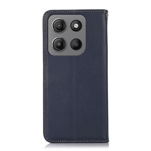For Motorola Moto G15 4G / G05 KHAZNEH Nappa Top Layer Cowhide Leather Phone Case(Blue)