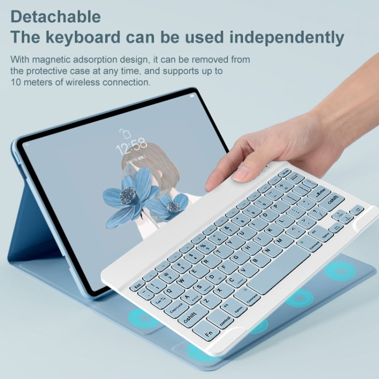 For Lenovo Tab M10 Plus 10.6 3rd Gen 2022 LX106 Square Keys Detachable Bluetooth Keyboard Leather Tablet Case(Matcha Green) - Lenovo Keyboard by PMC TechLife | Online Shopping South Africa | PMC TechLife