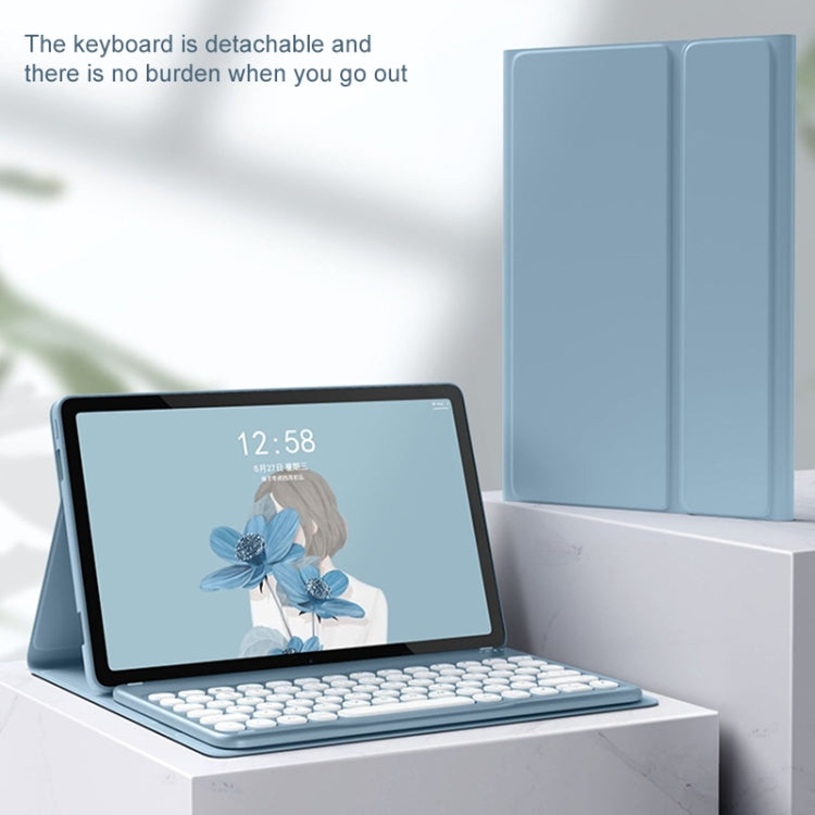 For Lenovo Tab M10 Plus 10.6 3rd Gen 2022 YM-LX106 Round Key Detachable Bluetooth Tablet Keyboard Leather Case with Mouse(Black)